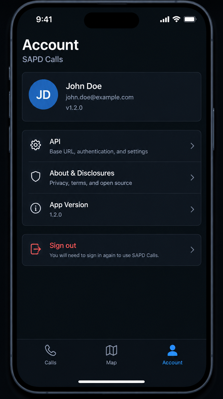 Account screen